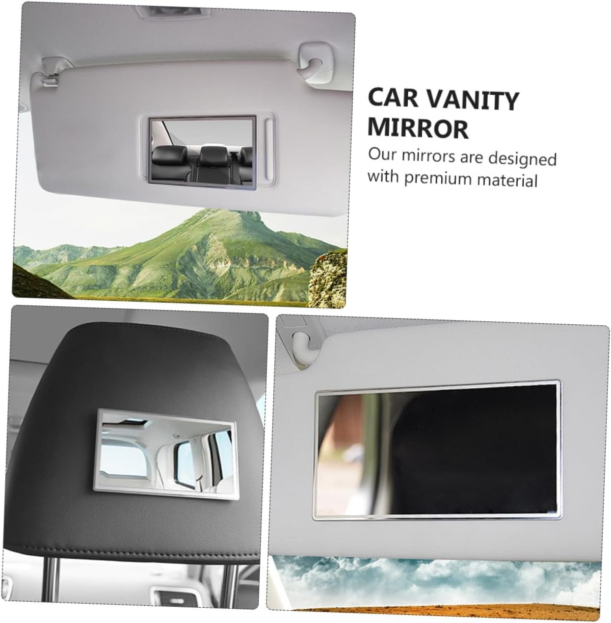 VICASKY Car Rear View Mirror Stainless Steel Self Adhesive Silver image 3