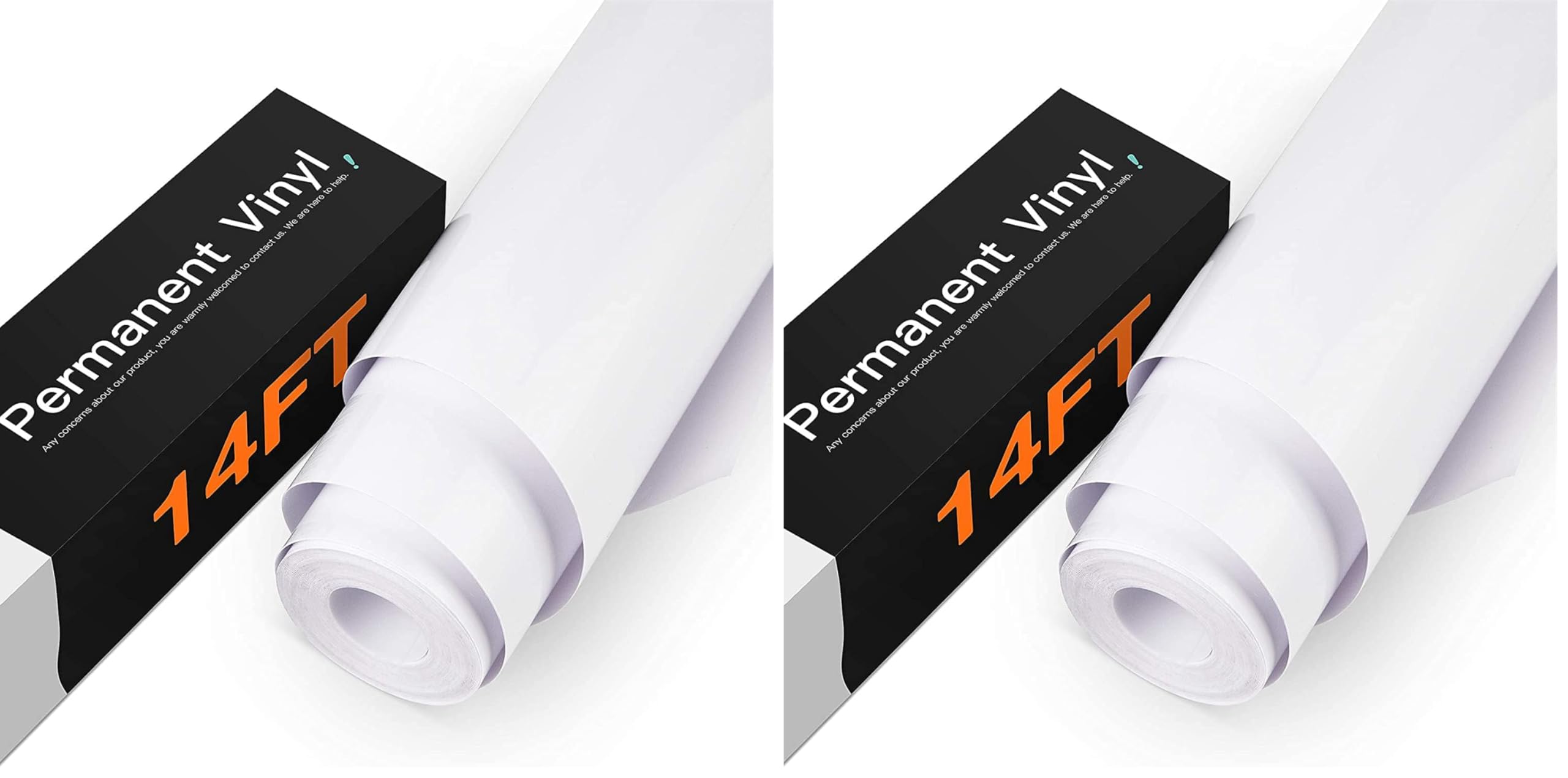 HTVRONT White Permanent Vinyl, 12" x 14 FT Glossy White Adhesive White Vinyl Roll Compatible with Cricut Cutting Machine, Silhouette, Cameo Cutters, Signs, Scrapbooking, Craft, Die Cutters (Pack of 2)