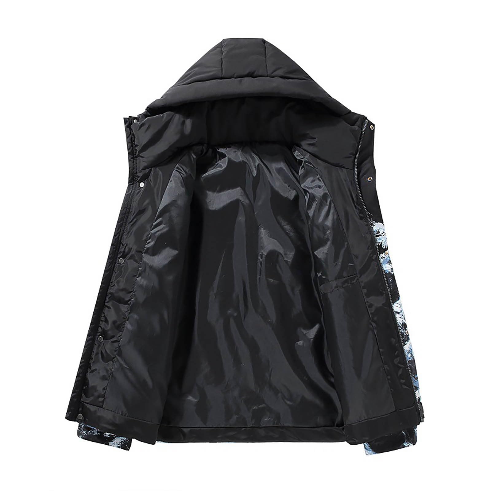 Genérico Chaqueta Impermeable Hombres, Chaqueta Acolchada Hombre, con Cremallera con Bolsillos con Capucha Manga Larga Chaqueta Plumas Color Sólido Casual Cómodo Abrigo Adecuado para Uso Diario