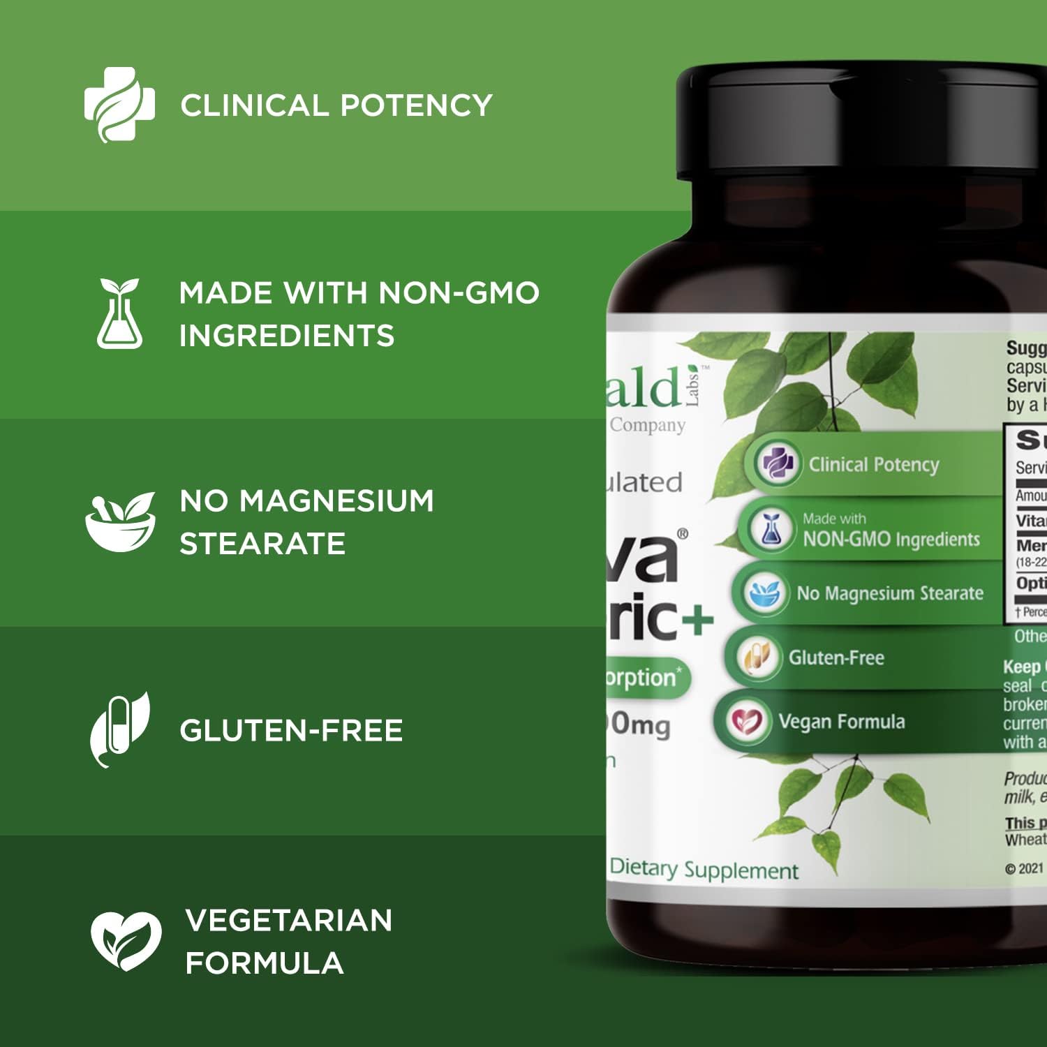 Emerald Labs Meriva Turmeric Plus - Meriva Turmeric, PureWay-C Vitamin C & OptiMSM - Supports Joint Health & Immune Response - 60 Vegetable Capsules (Up to 60-Day Supply)