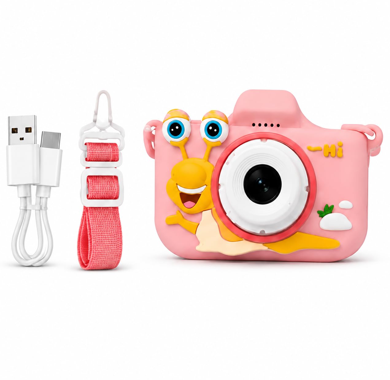 happy choices kids digital camera compact design selfie camera video recorder photo capture games 2.0 inch screen for girls boys 4+ 5 6 7 8 - (blue) without sd card