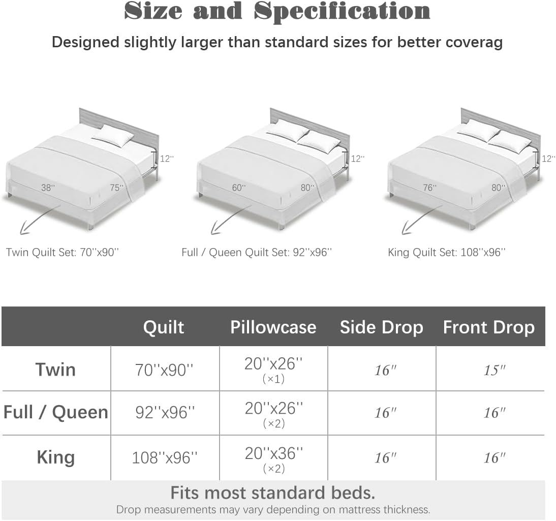 BlessLiving Full/Queen Size Quilt Bedding Set with Pillow Shams, Morning Glory Hummingbird Print Lightweight Soft Bedspread Coverlet, Quilted Blanket Thin Comforter Bed Cover for All Season, 92"x96"