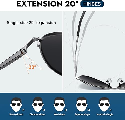 Miniatura 4 de Gafas de sol polarizadas para hombre, lentes de sol de aviador para hombres y mujeres, pesca, conducción, gafas de sol, marco de metal, protección