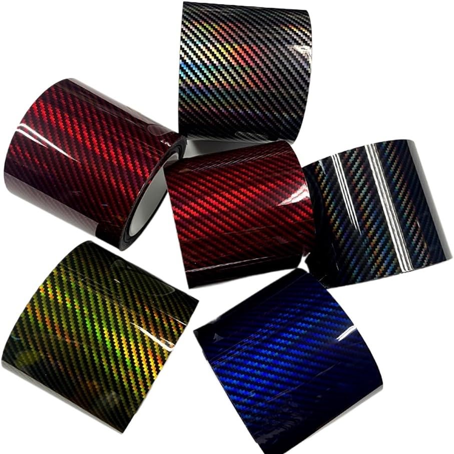 Taśma samoprzylepna winylowa Carbon Fibre, Winylowa folia samochodowa 5D Rainbow z włókna węglowego wielokolorowa w wielu rozmiarach(Red,10CM X 10M)