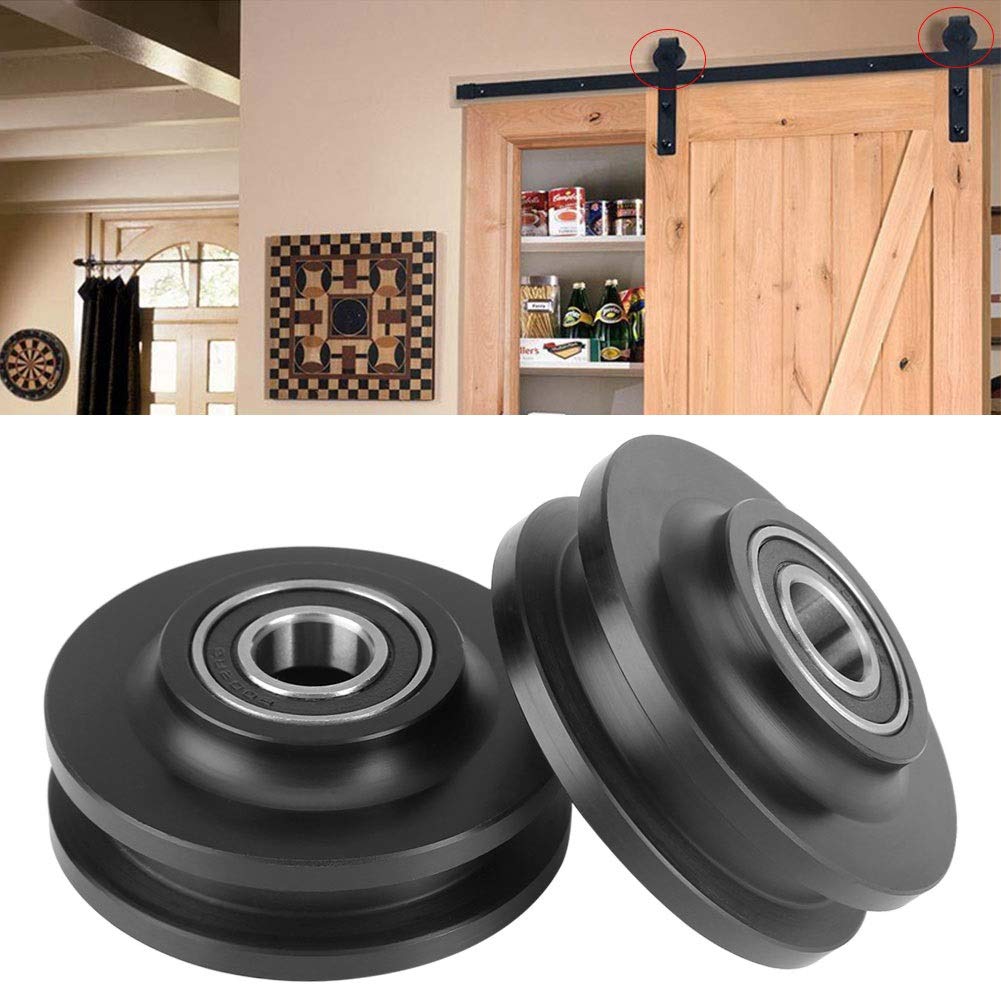 Nikou 2Pcs Rouleaux de Porte de Grange, Coulissante Porte de Grange Roue Garde-Robe Quincaillerie Rouleau Armoire Fenêtre Poulie pour Usage Domestique