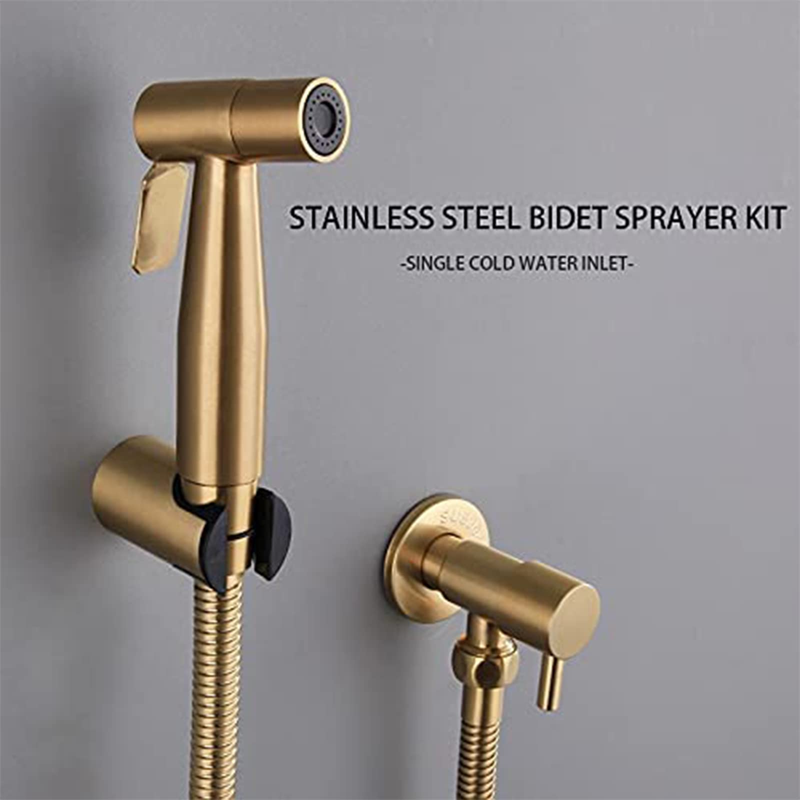 Spruzzatore per Bidet Portatile per WC, Kit spruzzatore in Acciaio Inossidabile 304, Maniglia Singola, Bidet Portatile per WC per Bagno per Animali Domestici, igiene Personale, Oro Spazzolato