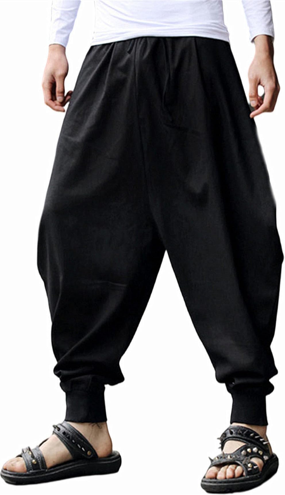 Men's Drawstring Aladdin Hippie Harem Pants Loose Drop Crotch Trousers