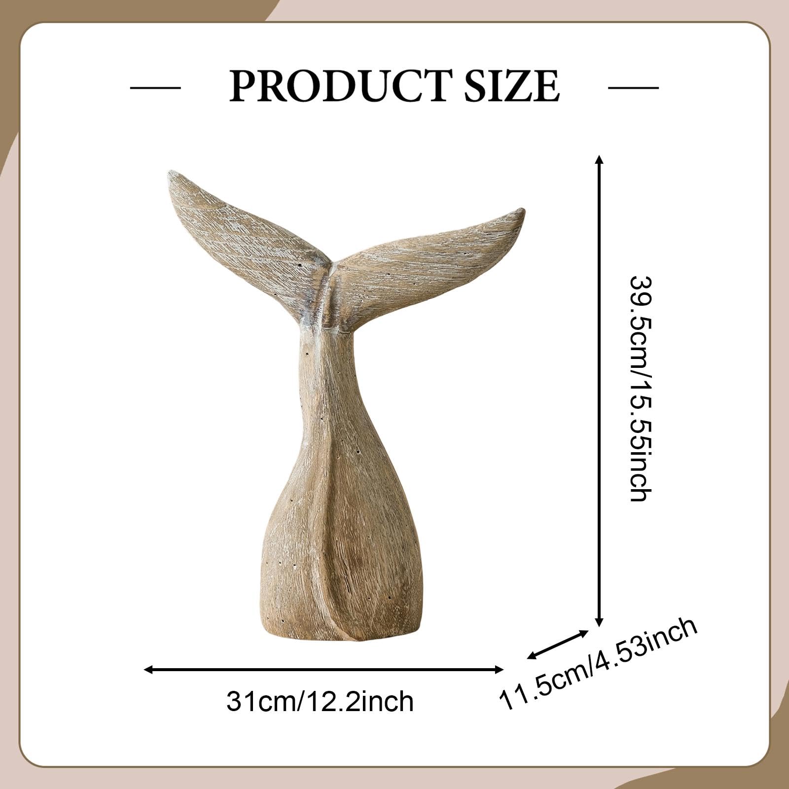Escultura de Mesa Cola de Ballena Figura Tallada Modelo Creativo Decorativo Madera Maciza Diseño Retro para Entrada Salón Oficina Hogar, L, Individual