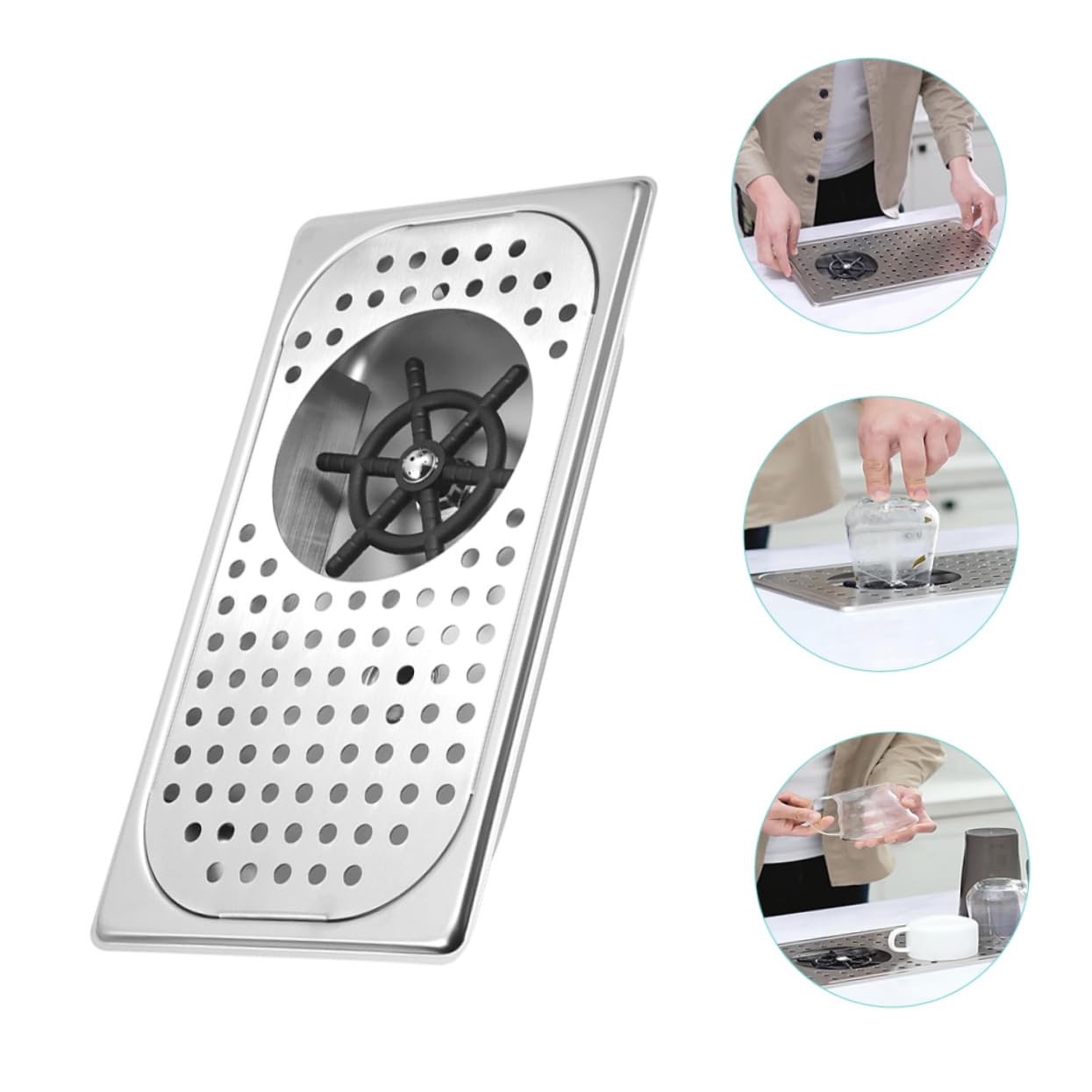 LIFKOME Lavabicchieri Per Lavello in Acciaio Inossidabile Risciacquo Bicchieri Detergente Set Per Cucina Bar E Ristoranti