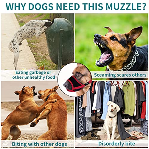 Dog Muzzles For Small Medium Dogs, Muzzle For Medium Sized Dog, Soft Muzzle For Dogs, Soft Mesh Dog Muzzles For Biting Barking Chewing, Muzzles For Dogs M Red #TOP3
