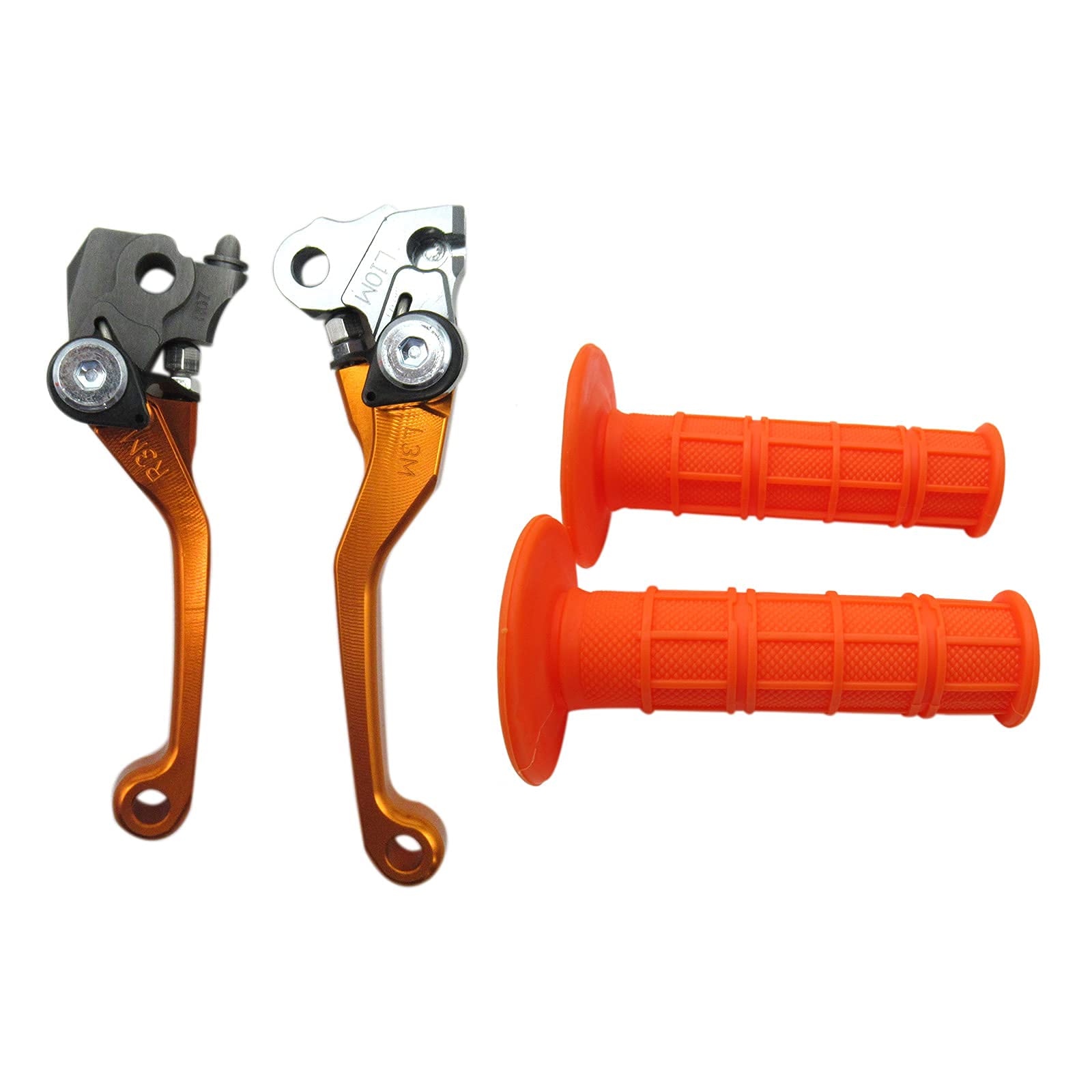 USonline911Orange CNC Motorcross Dirt Bike Pivot Brake Clutch Levers Set for 1980 Borella MX360 Motocross w/ 7/8" 22mm Rubber Hand Grips