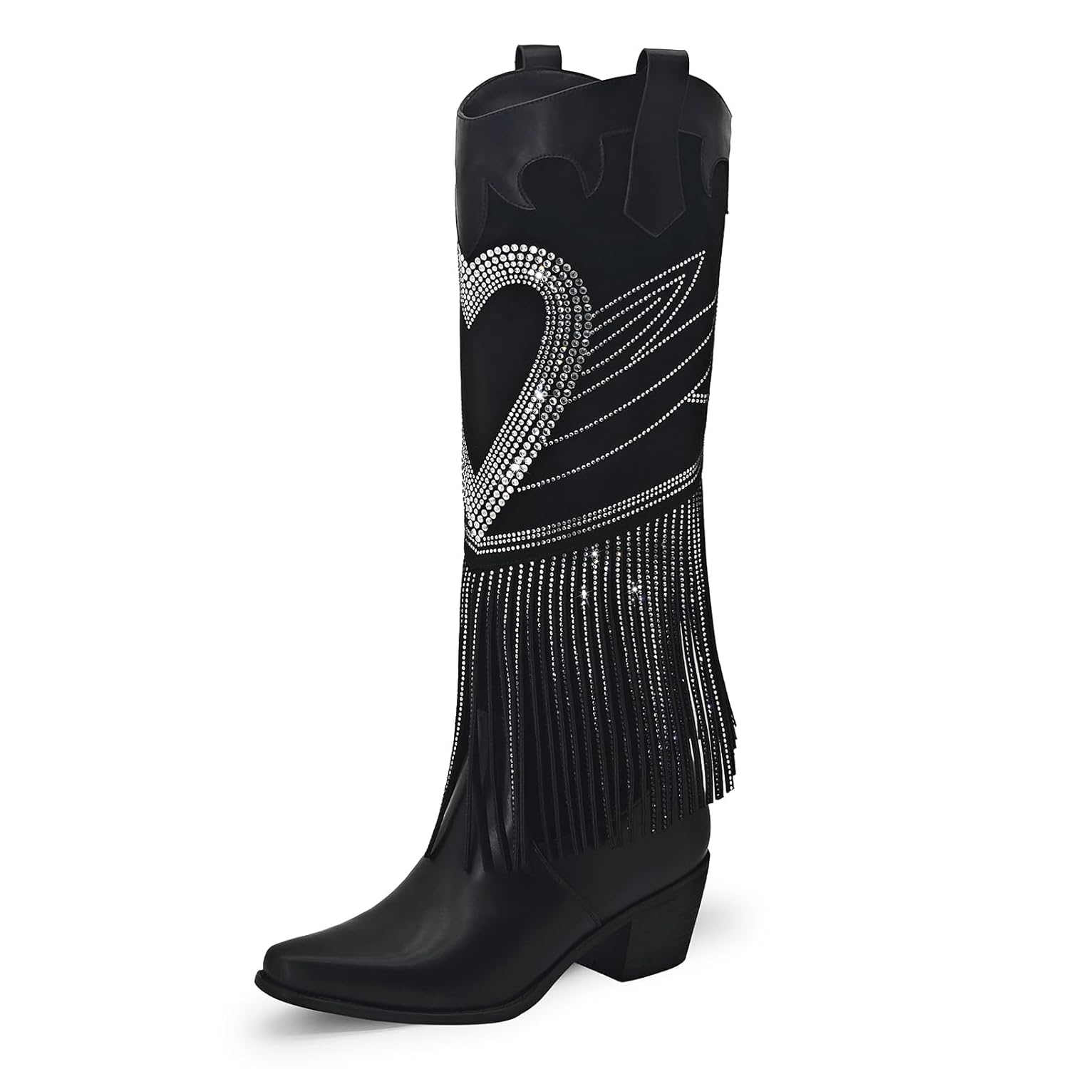 Rhinestone Cowboy Boots Fringe Knee High Cowgirl Boots Sparkly Cowboy Boots Glitter Sparkle Cowgirl Boots