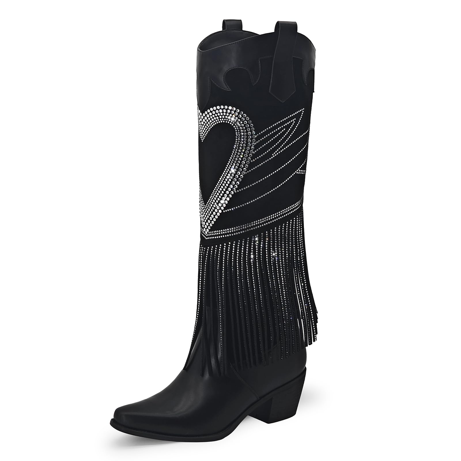 Rhinestone Cowboy Boots Fringe Knee High Cowgirl Boots Sparkly Cowboy Boots Glitter Sparkle Cowgirl Boots