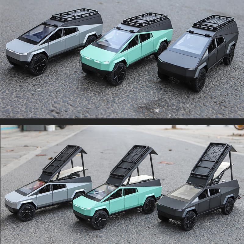 Image of Invite Enterprise 1:24 Tesla Cybertruck Camping RV Diecast Metal Pull Back Car with 6 Openable Doors with Sound and Light Toy Decoration car Best Gift Toys for Kids 【Colors as Per Stock】