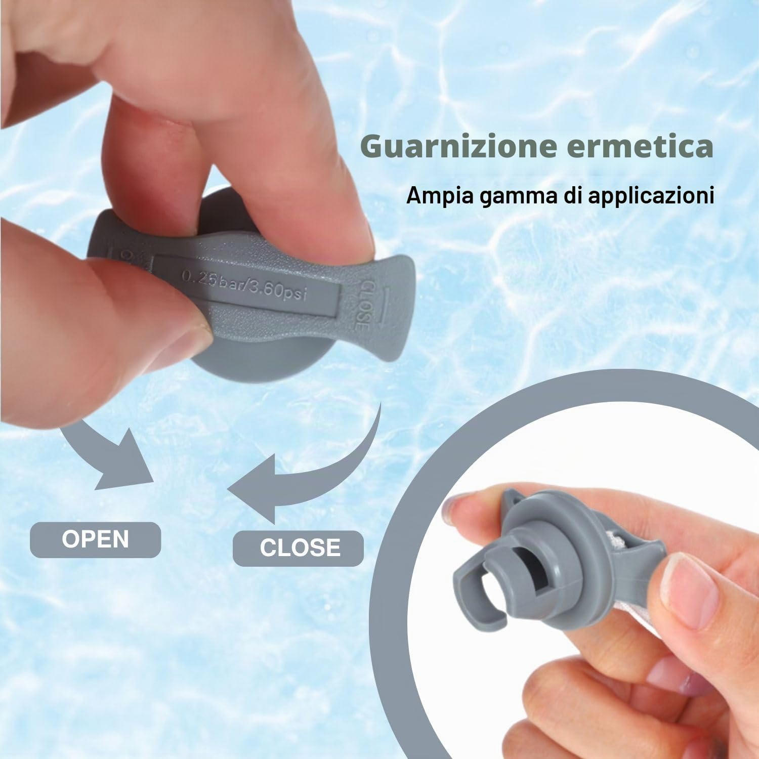 Set di tappi per valvola per canotti, SUP, 2 pezzi di ricambio | Set di tappi di ricambio per valvola gonfiabile e valvola SUP, 2 pezzi, adatti per chiusura valvola ad aria