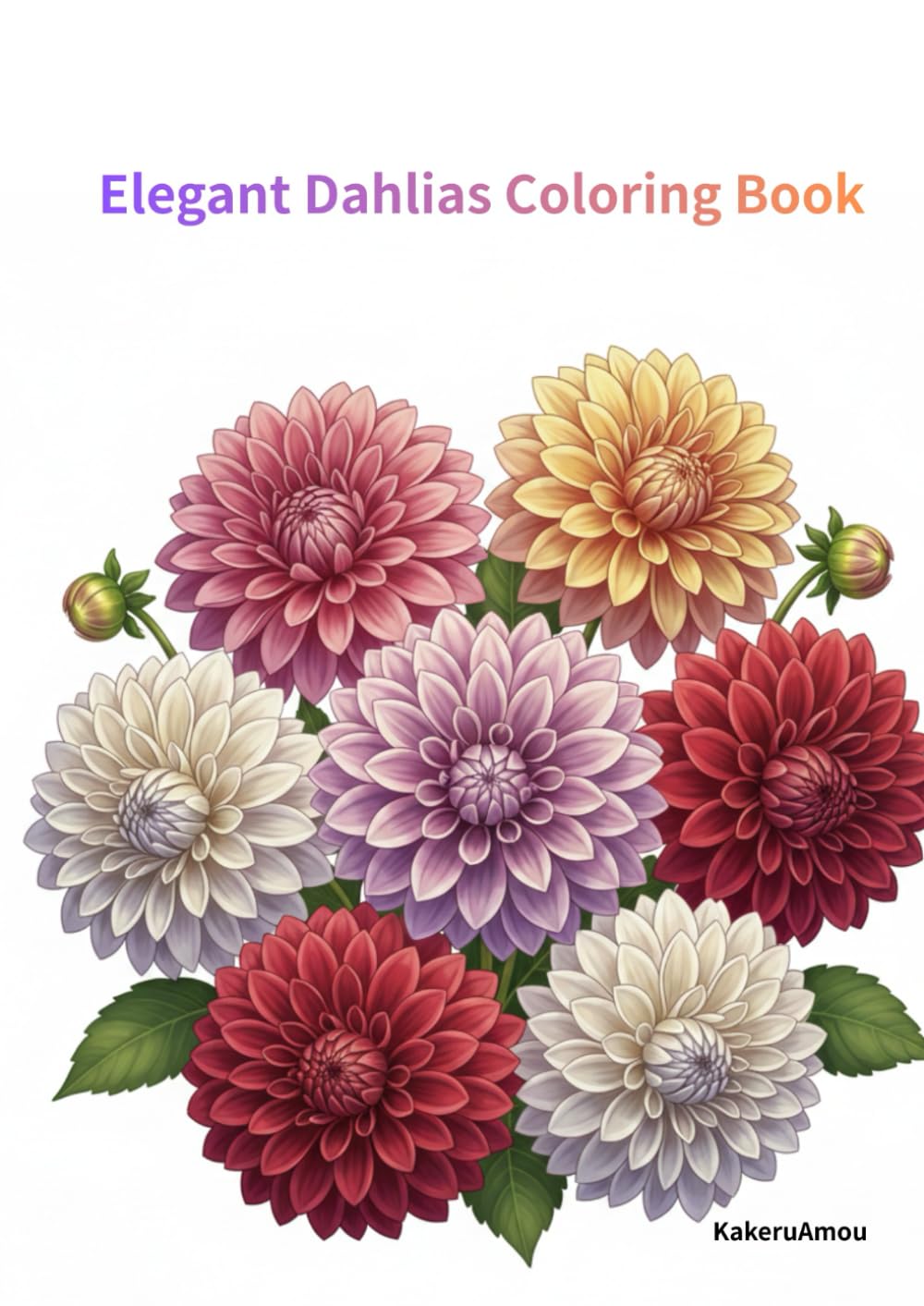 Elegant Dahlias Coloring Book