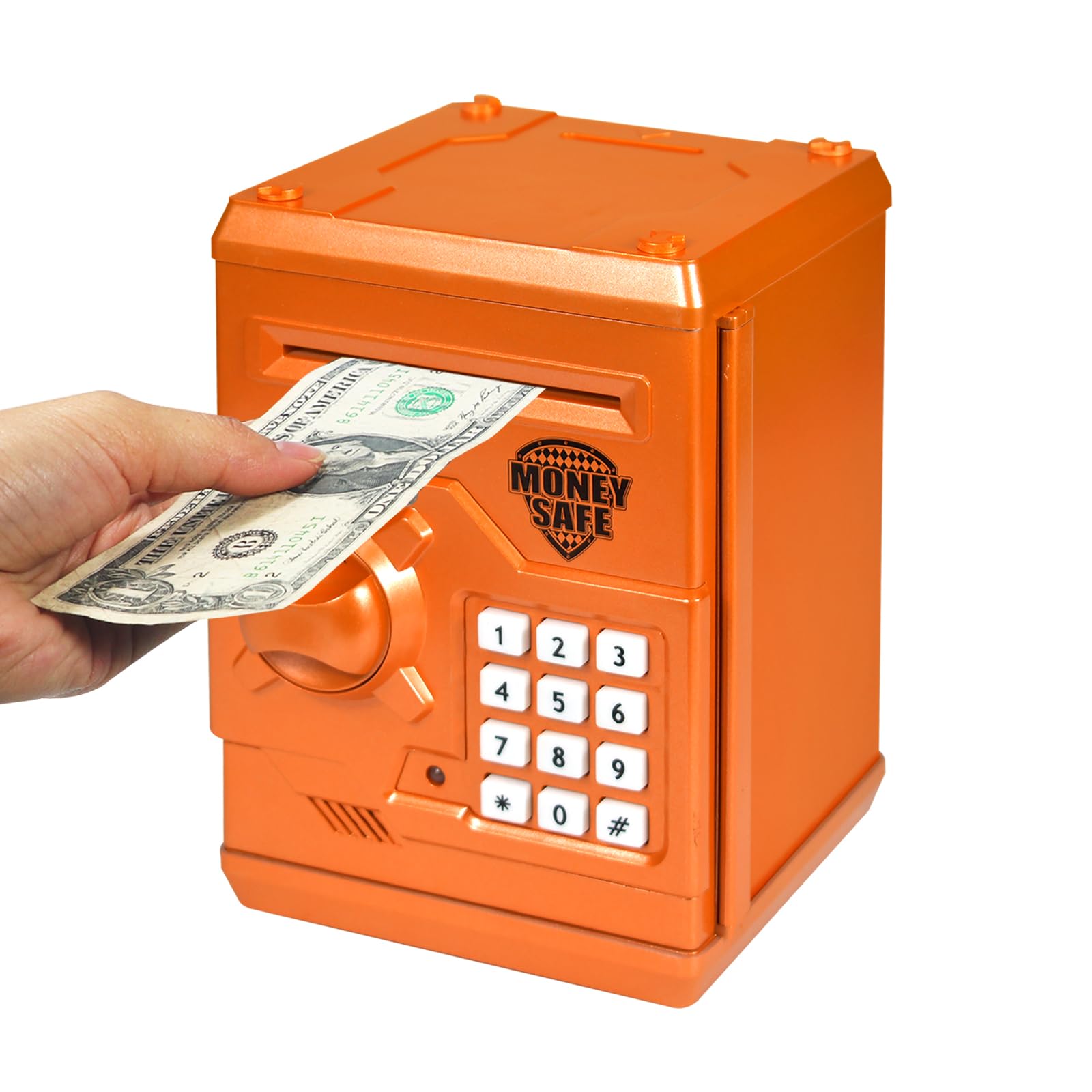 HUSAN Piggy Banks Money Banks for Kids, Electronic Password Code Money Banks ATM Banks Box Coin Bank for Children Boys and Girls (Orange)