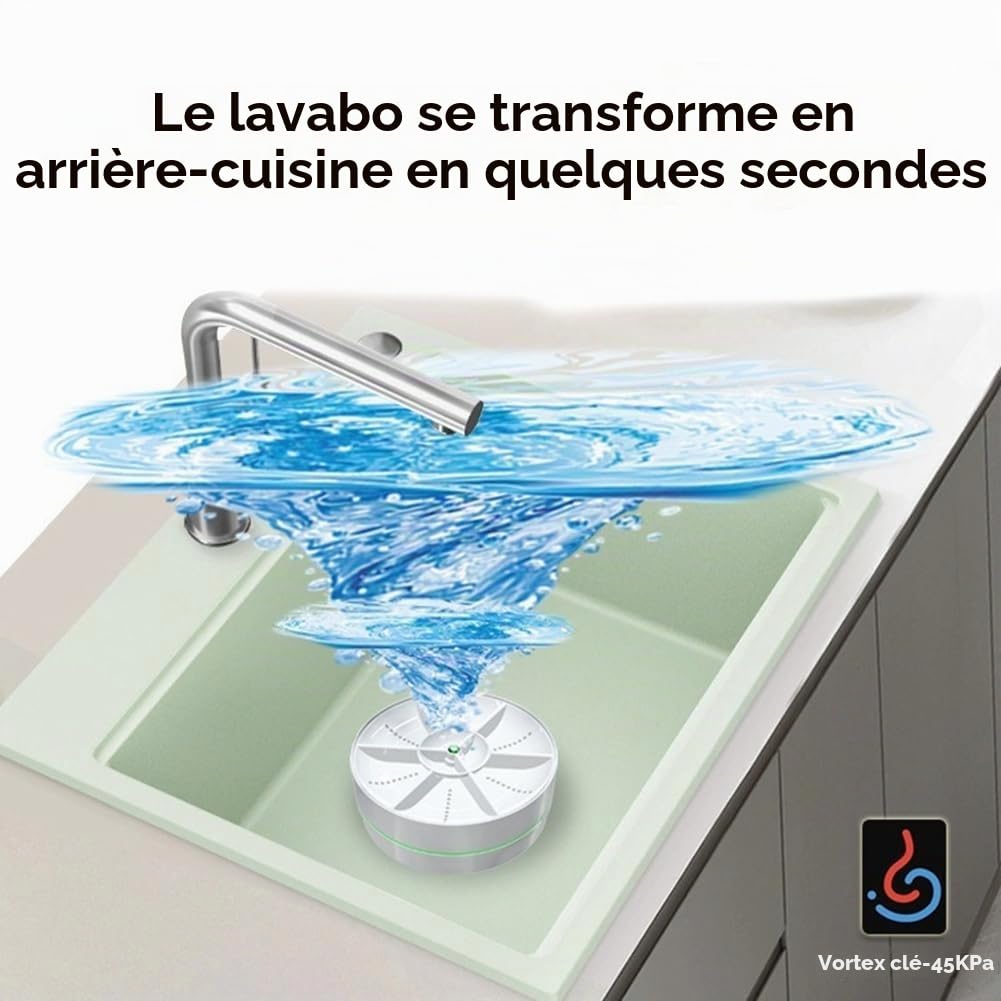 Joselin Lave-Vaisselle à Ultrasons Mini Lave-Vaisselle Portable Turbo, Machine à Laver Les Légumes, Évier Domestique, Dispositif de Lave-Vaisselle A