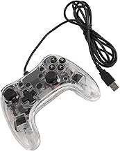 Aramox Controlador de Juego con Cable, Gamepad Transparente con Luz RGB, Giroscopio de 6 Ejes para PC IOS Steam Deck