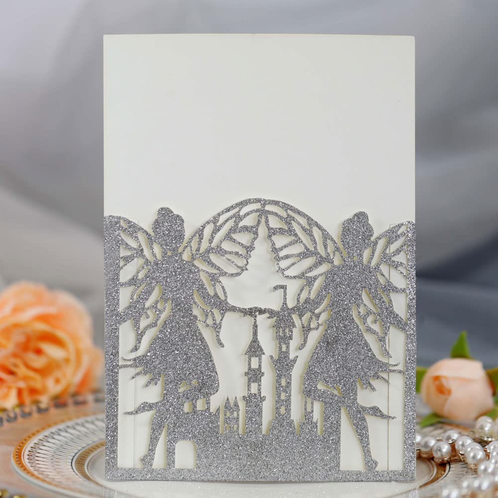 Invitations Mariage Découpées au Laser Haut de Gamme Motif Ange 50 pcs