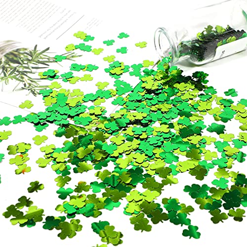 Image of FOIMAS Shamrock Table Confetti,2.1oz St Patrick's Day Foil Sequin Confetti Lucky Irish Clover Party Confetti Glitter for St Patrick's Day Party Decoration