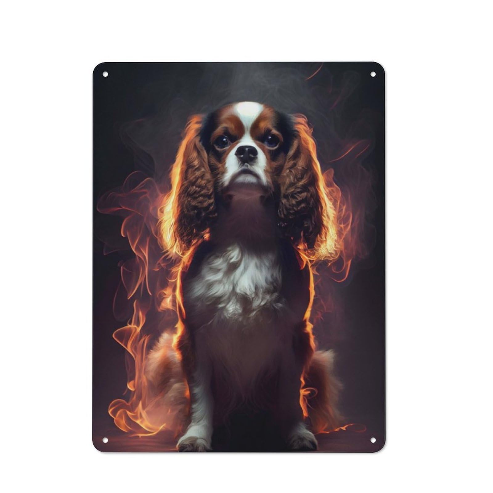Cavalier King Fire Industrial-style Tin Sign 40x30cm for Café Or Home Bar, for Cooler-month Interiors with Industrial Character