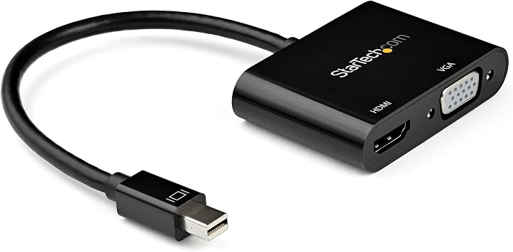 Mini DisplayPort to HDMI VGA Adapter - mDP 1.2 HBR2 to HDMI 2.0 4K 60Hz or VGA 1080p Video Converter Dongle - Mini DP to HDMI or VGA Monitor - Thunderbolt 2 Compatible MDP2VGAHD20