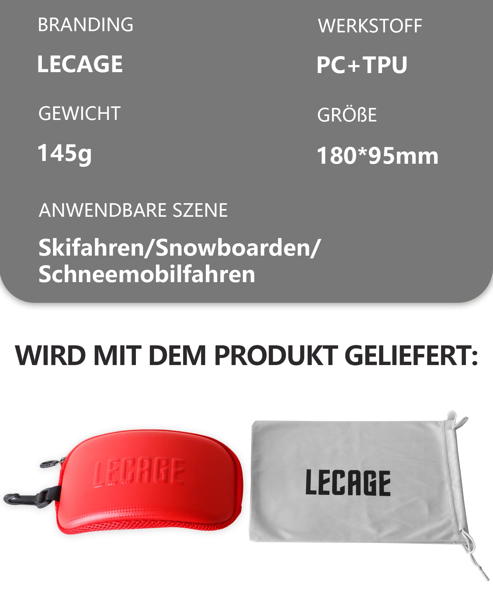 Masque de Ski Photochromique, Lunettes de Ski Anti-Brouillard, Masque Ski UV400, Masques et Lunettes de Ski Homme Femme (Rouge)