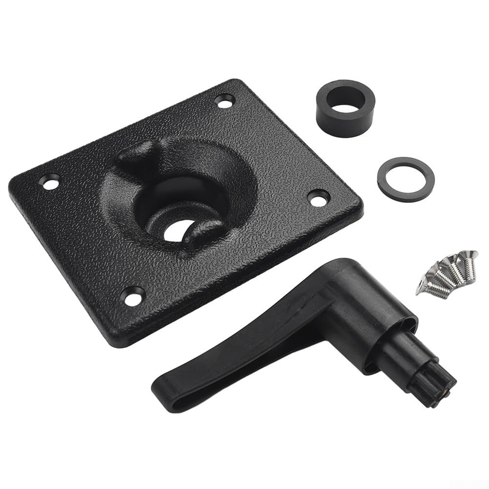 For K-ayak Canoe Rudder Control Kit with Handle and Square Base ABS Material Boat Accessories for Water Sports,Parts Set with Screws and Gaskets,Black