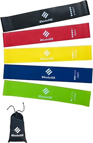 Miniatura 3 de Bandas elásticas de resistencia para ejercicio, paquete de 5/10, bandas elásticas de 10/12 pulgadas para entrenar con bolsa de transporte, bandas