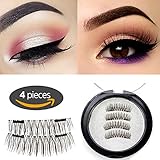Longer False Magnetic Eyelashes -Cover the entire eyelids ,Cruelty Free, Dual Magnets, No Glue, Magic 3D Fake Lashes Extension - Ultra Soft & Natural Look & Handmade 4 Pieces