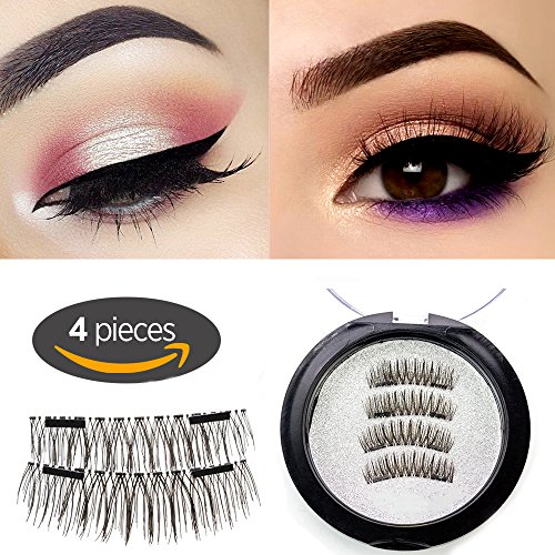Longer False Magnetic Eyelashes -Cover the entire eyelids ,Cruelty Free, Dual Magnets, No Glue, Magic 3D Fake Lashes Extension - Ultra Soft & Natural Look & Handmade 4 Pieces