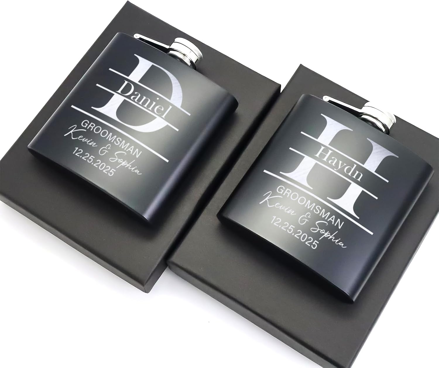 Generic Groomsmen Gifts Set Of 6 Groomsmen Proposal Gift Wedding Favors for Guests Customized Party Favors Custom Stainless Steel Flasks 6 Oz Custom Flask for Men Personalized Flask, Design-1
