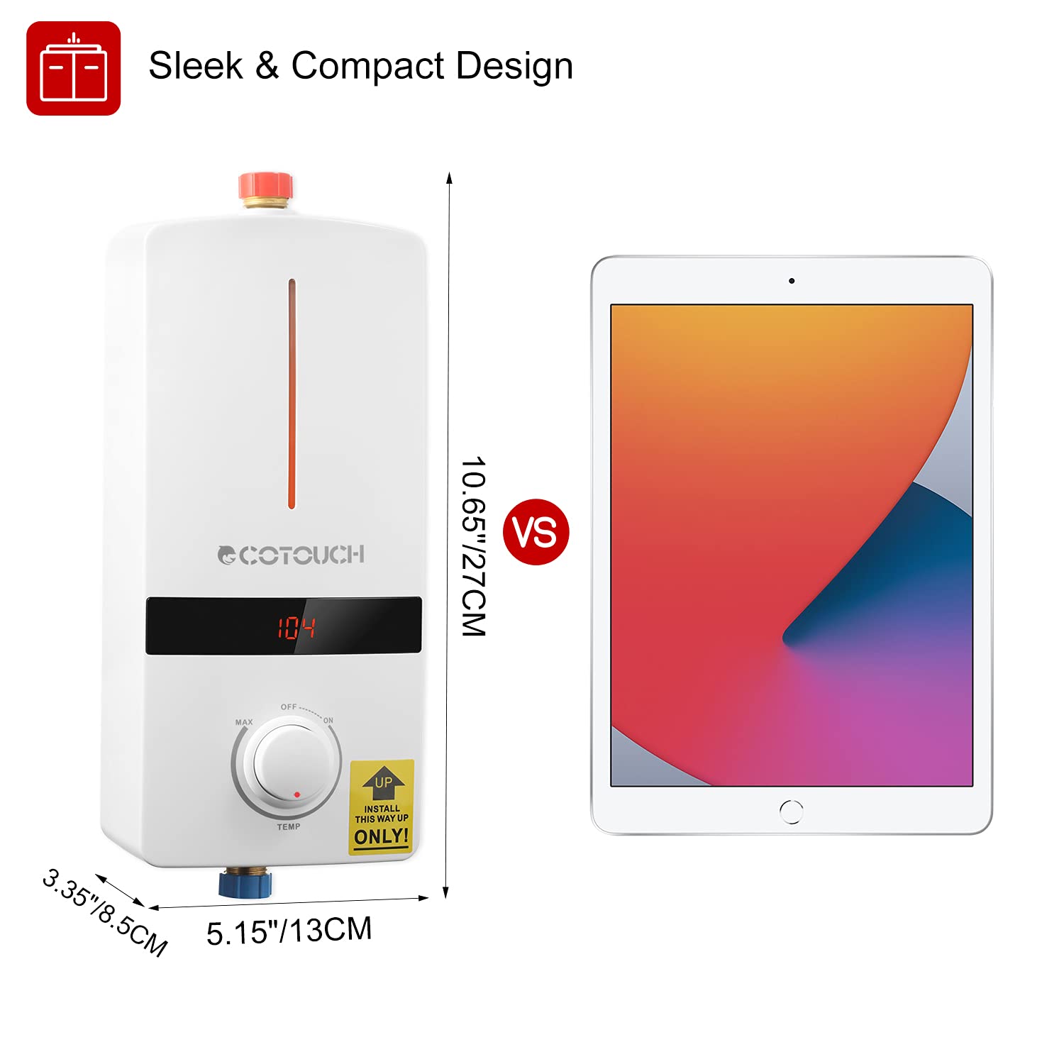 Tankless Water Heater Electric 5.5kW 240V, ECOTOUCH Smart Mini Water