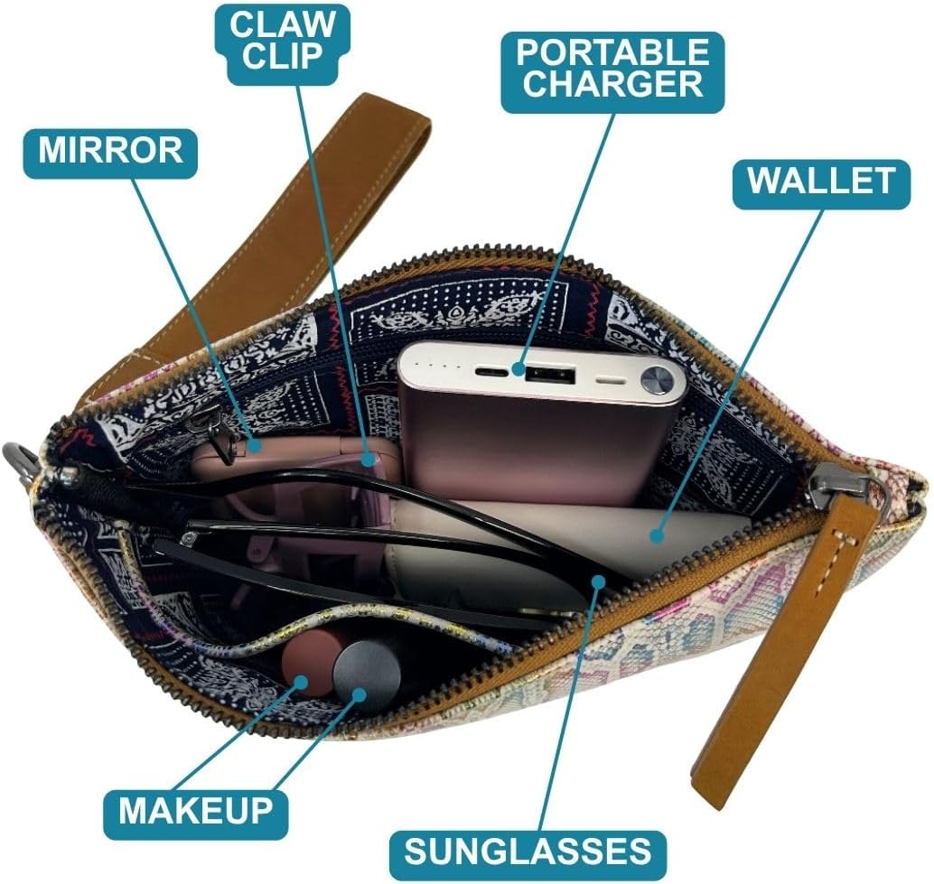 Myra Bag Western Makeup Bag for Women - Travel Cosmetic Pouch Handbag - Candy White