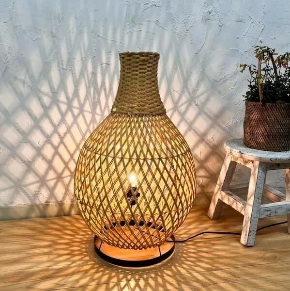 送料込み】籐のラタン フロアランプ スタンドライト フロアスタンド