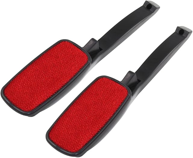 OUNONA 2PCS Rotating Static Clothes Fur Dust Pets Hair Remover Brush Cleaner Easy Tool Clean (Black)