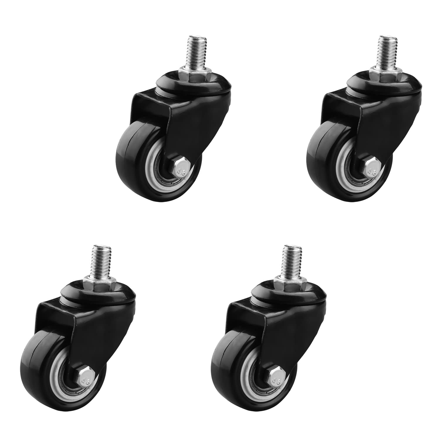 MroMax 1.5 Inch Stem Casters, PU Casters Without Brake, Each Capacity 88Lbs Heavy Duty Swivel Caster with M10 x 15mm Threaded Stem for Shopping Carts,