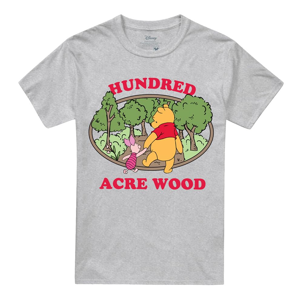 Disney Unisex Winnie The Pooh Hundred Acre Wood Badge T-Shirt A Grey 4XL