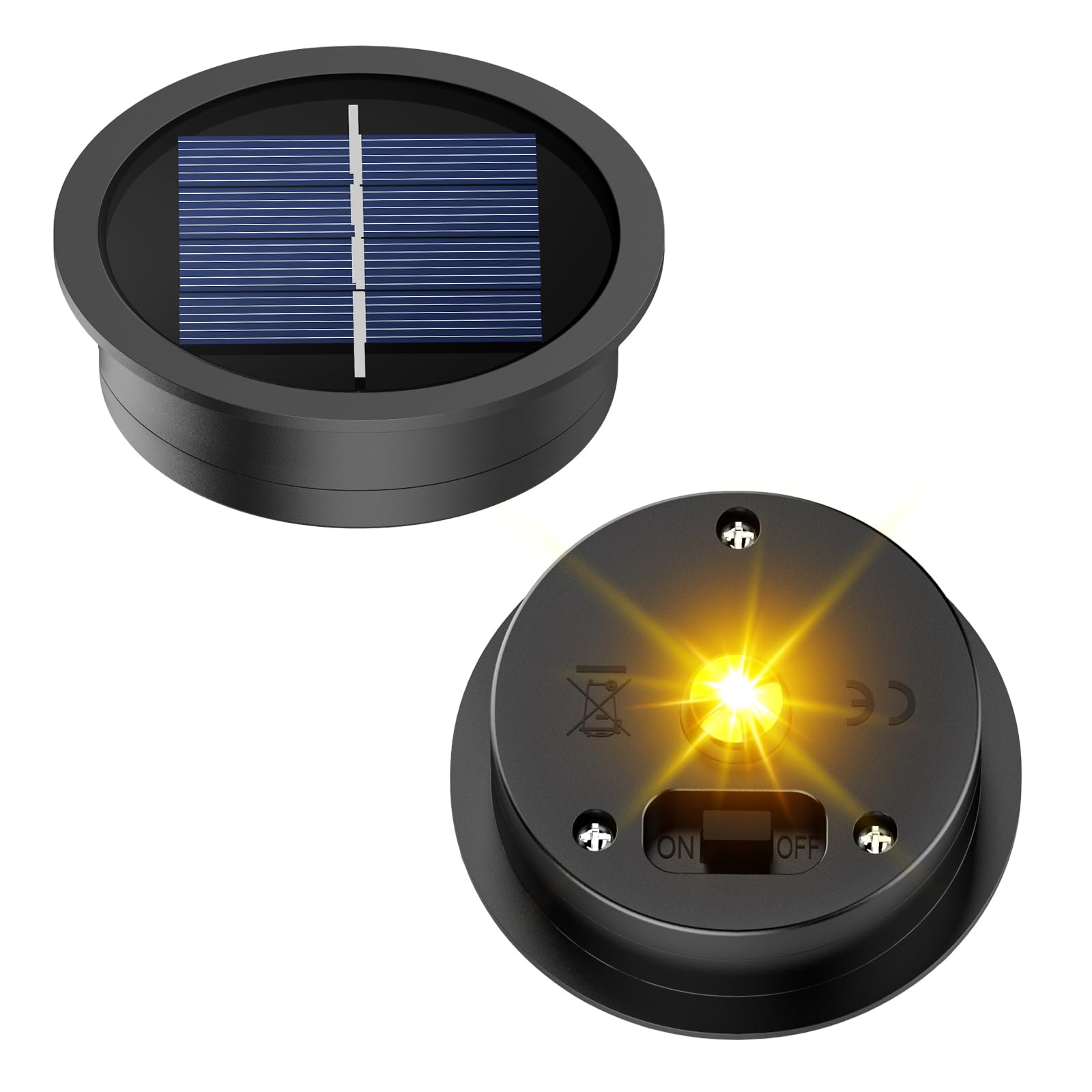 Photo 1 of 2 Pack Replacement Solar Light Parts, Waterproof Solar Light Replacement Top with LED Bulbs for Solar Lanterns (Top Size 2.76 inches, Bottom Size 2.36 inches)