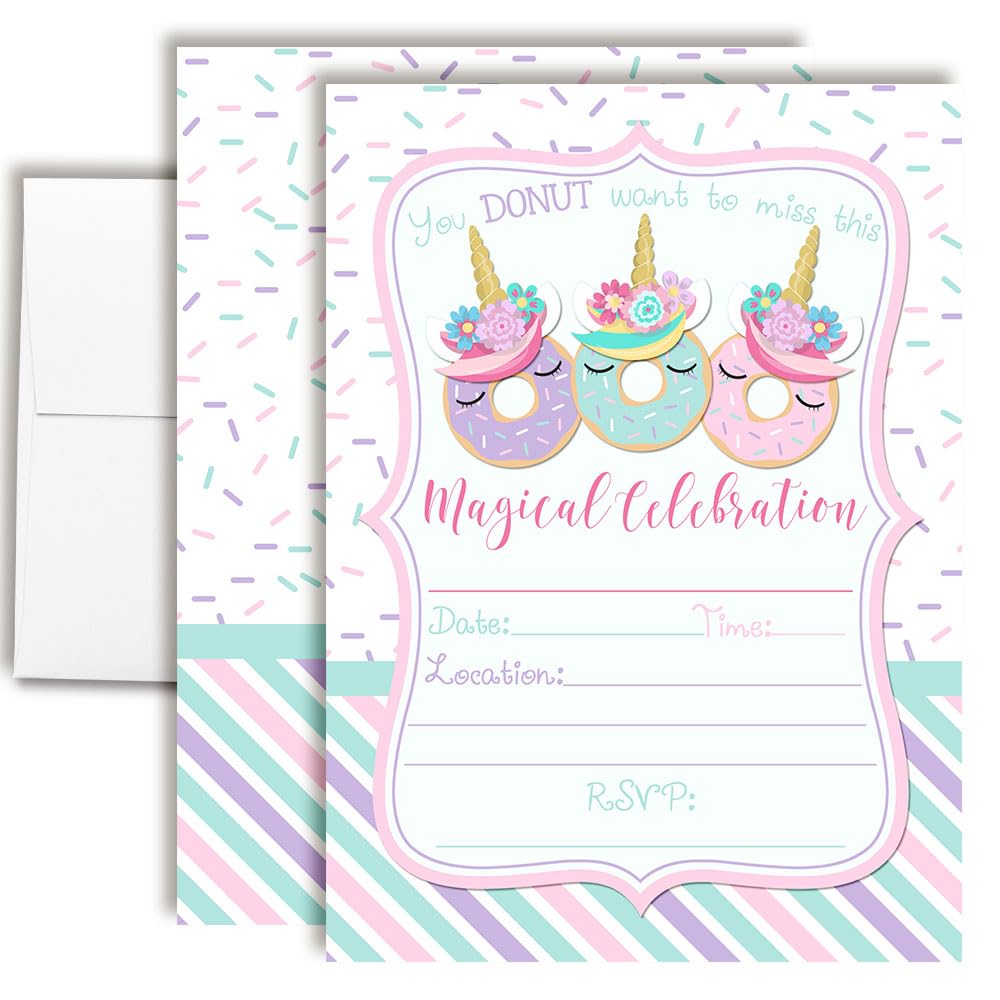 Invitaciones de cumpleaños para niñas AmandaCreation de 20 tarjetas grandes con sobres blancos 8