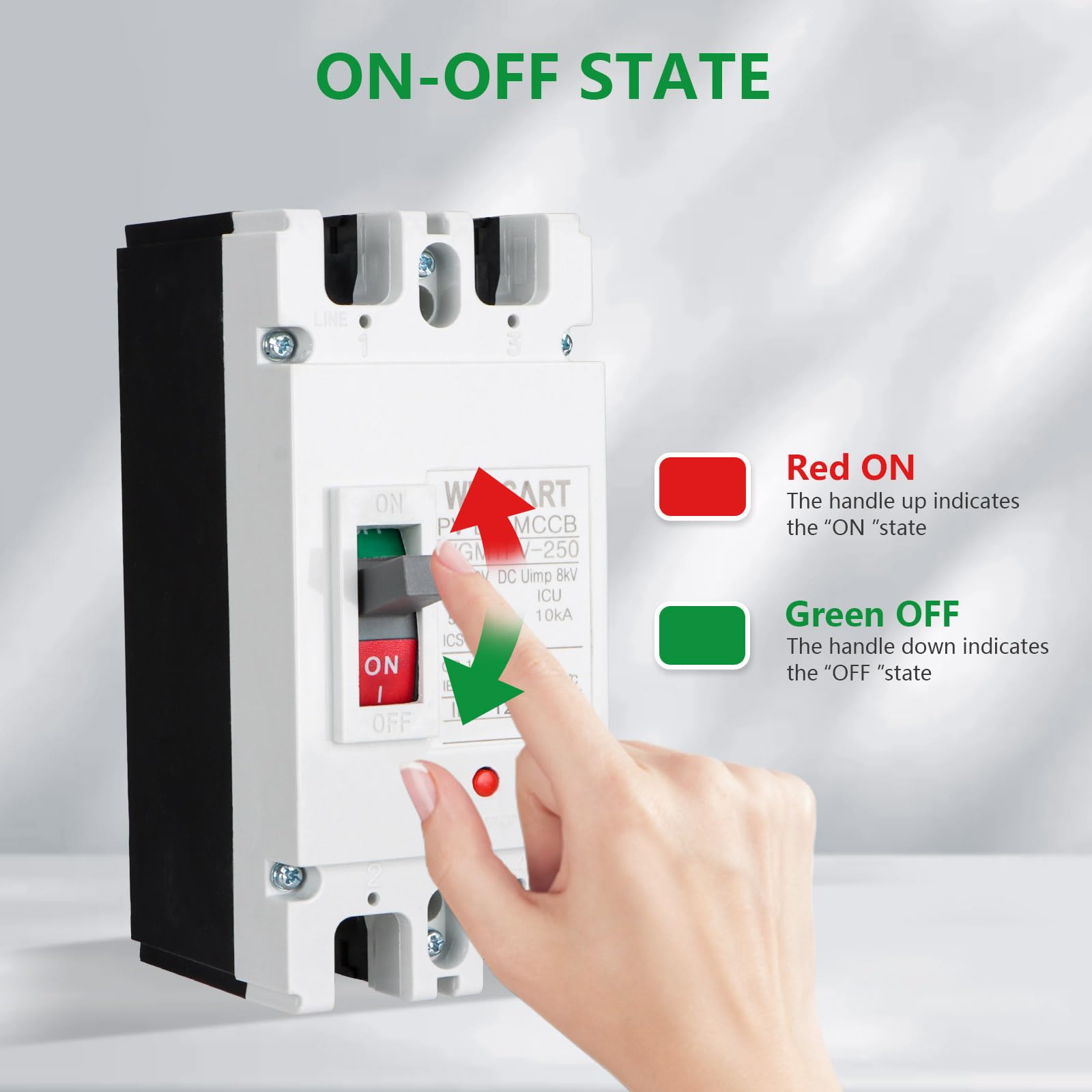Wengart DC-Leistungsschalter 125A 550V 2P – WGM1PV-250 MCCB für Photovoltaik & Batteriespeicher – DC-Hauptschalter mit 25kA Trennvermögen – Sicherer Lasttrennschalter für Solarsysteme