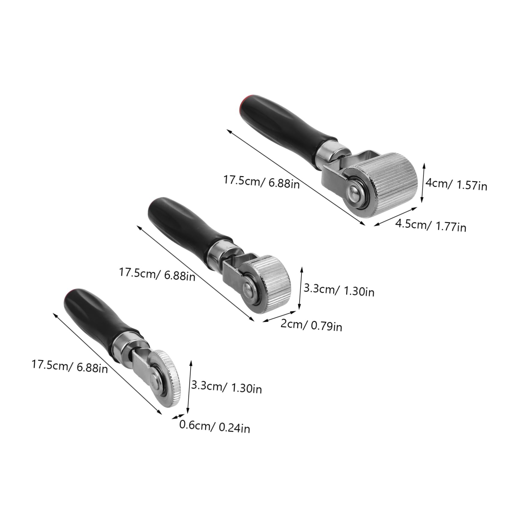 PRETYZOOM Strumento la Riparazione Pneumatici Auto con 3 Rulli in Metallo (6mm, 20mm, 40mm) Kit Portatile per Bici, Camion e Quad con Manico Plastica Fonoassorbente per Riduzione Rumore