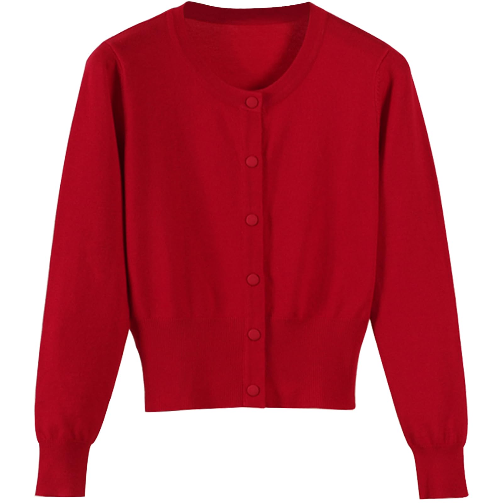 Wowcarbazole Womens Cardigan Sweaters Long Sleeve Crew Neck Lightweight Button Down Sweater Fall Trendy Knit Tops