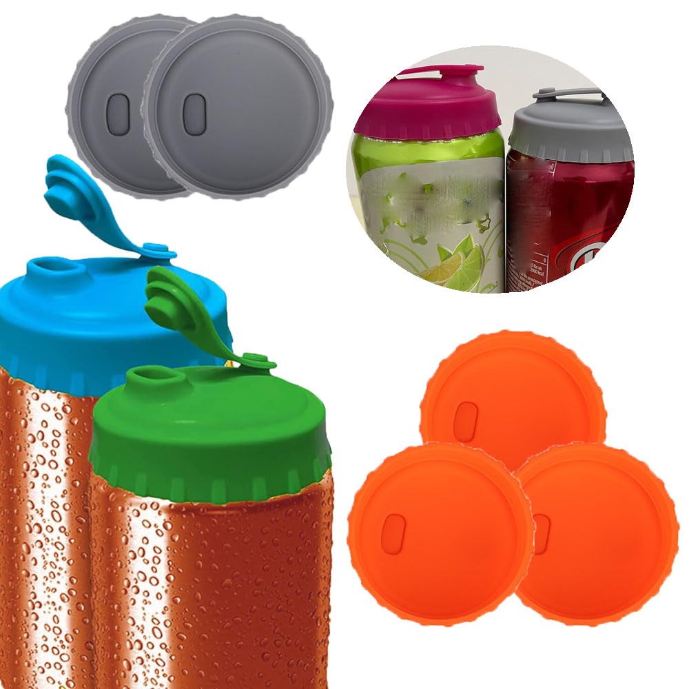 Lot De 4 Bouchons De Canette Anti-Fuite - Couvercles Silicone Réutilisables, Pour Soda, Bière, Jus - 7