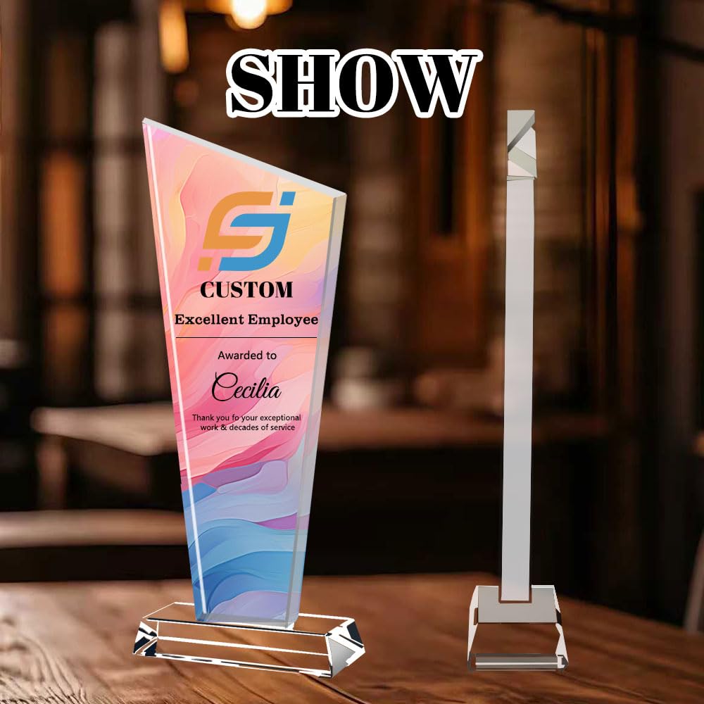 Trophée en Cristal personnalisé | Personnalisable avec Texte, Logo et Photo | Cadeaux pour Reconnaissance des employés, Entreprise, Sport et écoles - 4