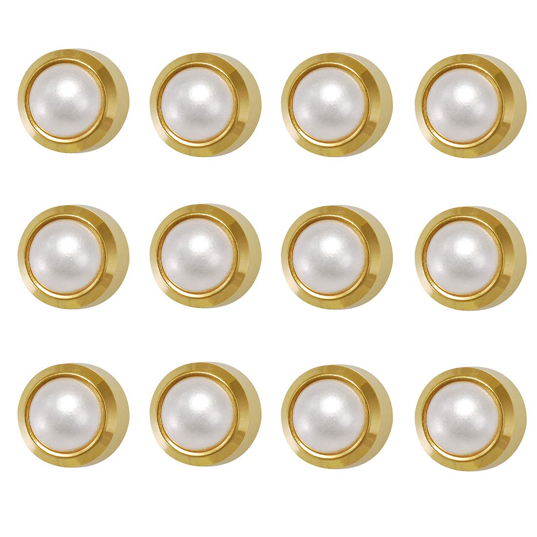 2MM White Pearl Bezel 24K Pure Gold Plated Piercing Ear Stud (12 Pair) | Ideal for every day wear