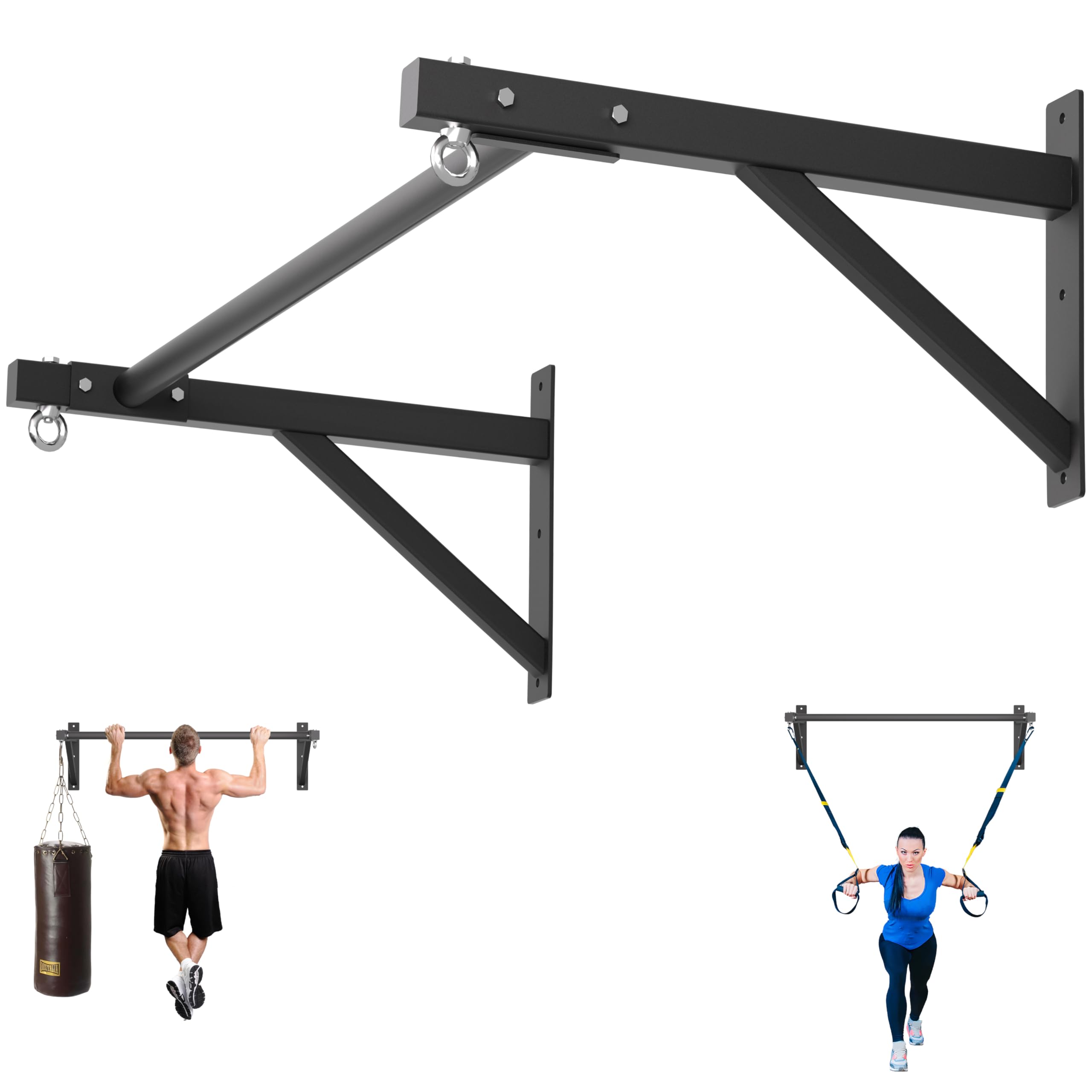 Pull Up Bar Wall Mounted Heavy Duty 650 lbs Capacity Chin Up Bar 48 Multi-Grip Strength Training Pull-up