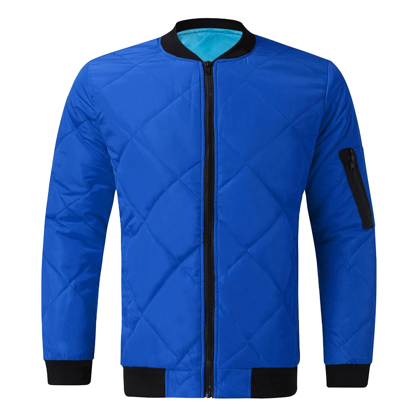 Mens Puffer Jacket Zip up Quilted Jacket Lightweight Packable Down Coat Casual Winter Jacket with Zipper Sleeve Pocket