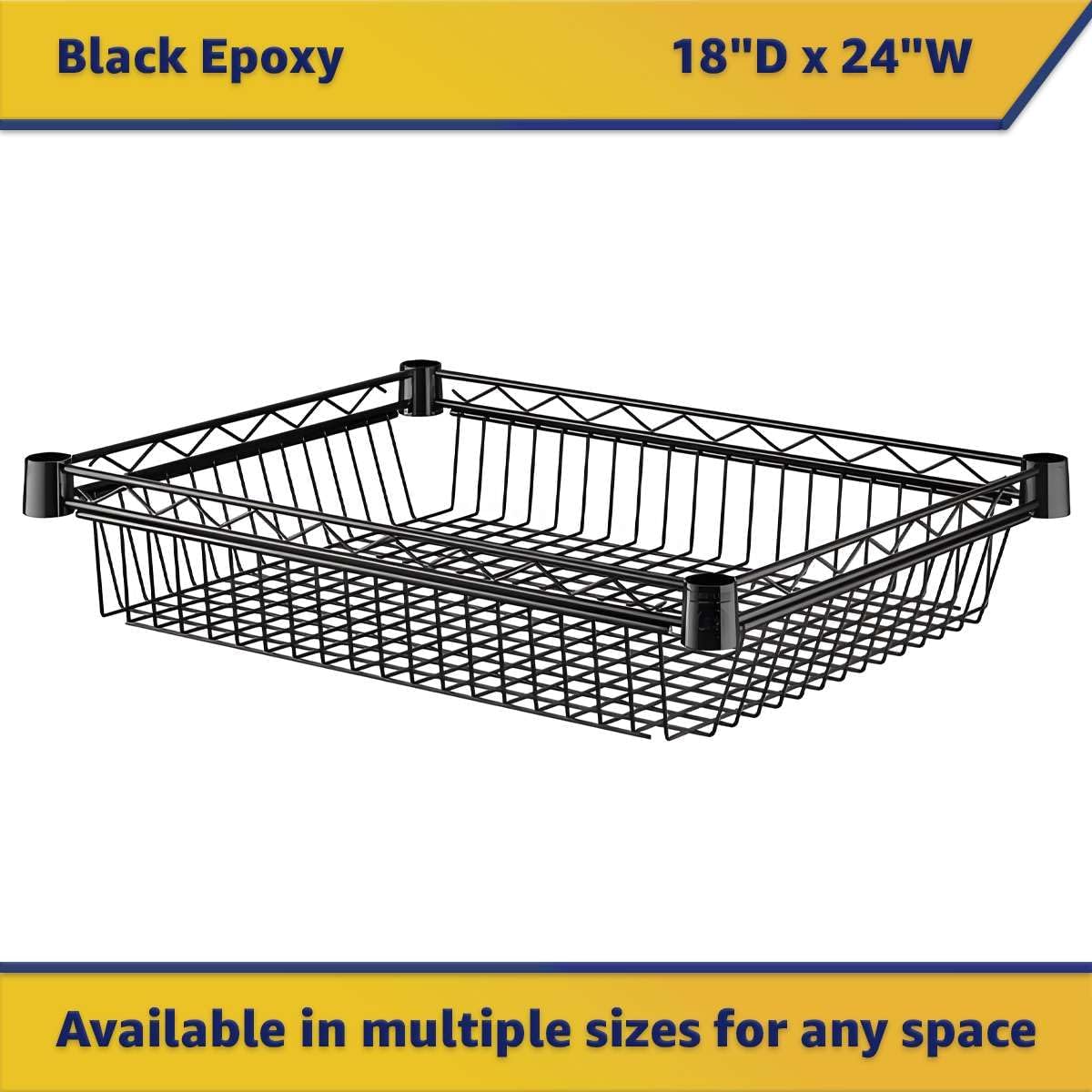 18" x 24" NSF Additional Wire Shelf Basket, Heavy Duty Replacement Black Shelf for Commercial Racks